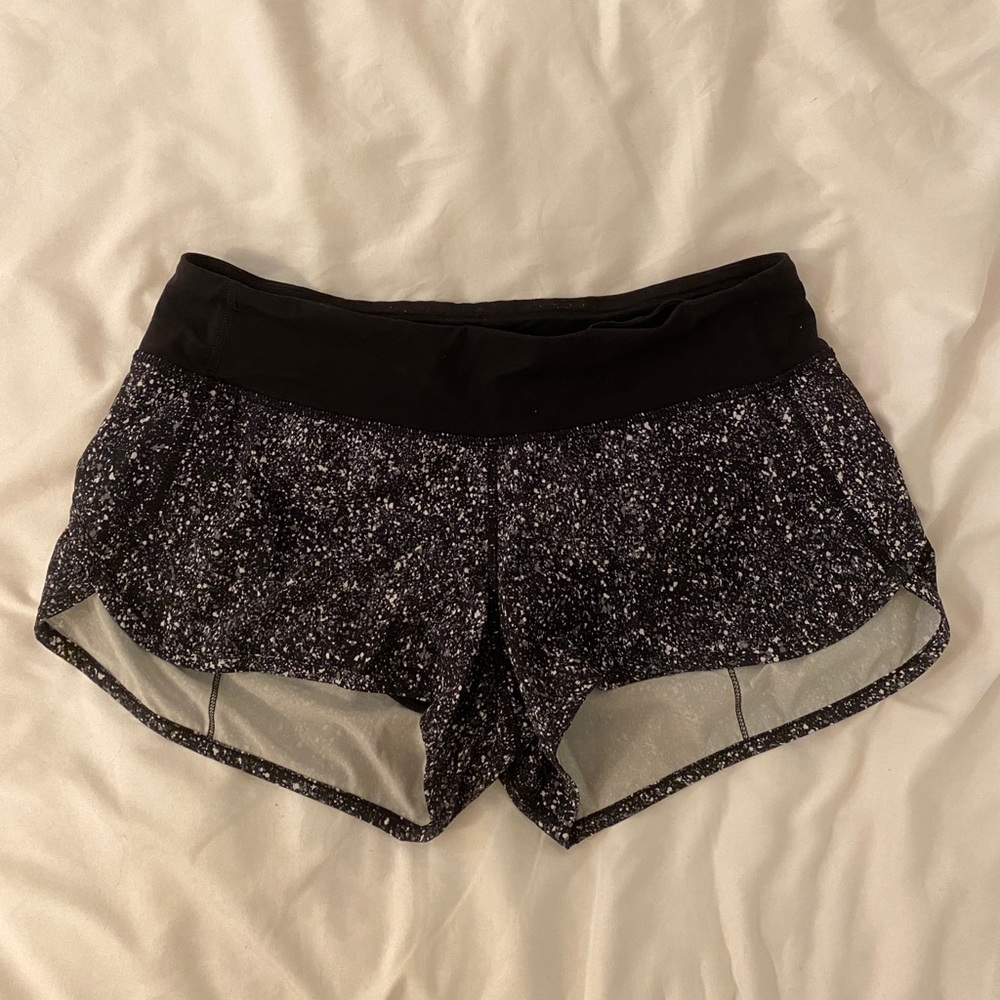 Lululemon black printed speed up shorts